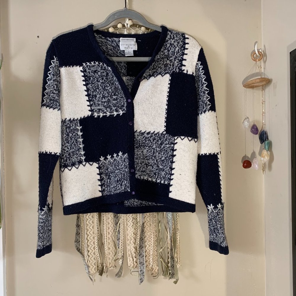 90's Embroidered Patchwork Sweater